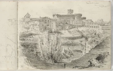 La Rocca Nuova (ou Torre Maschio, Volterra) vers 1831